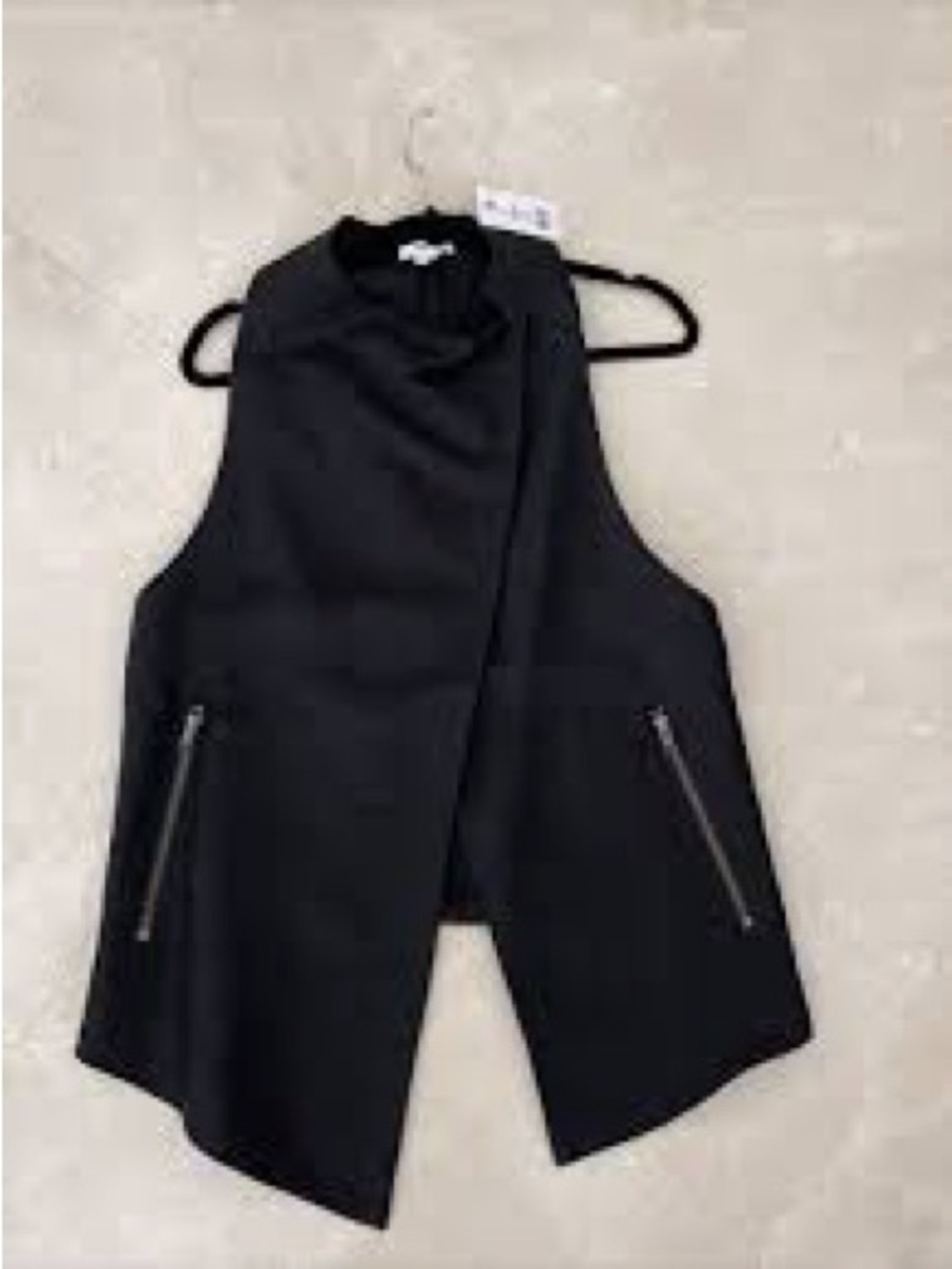 Helmut Lang Black Draped Sleeveless Vest petite extra small